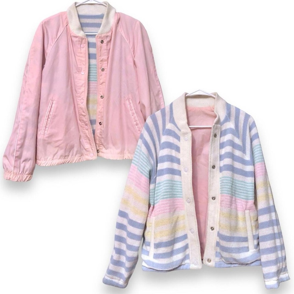 Vintage R. Ross Reversible Knit & Woven Sweater Jacket Size Large